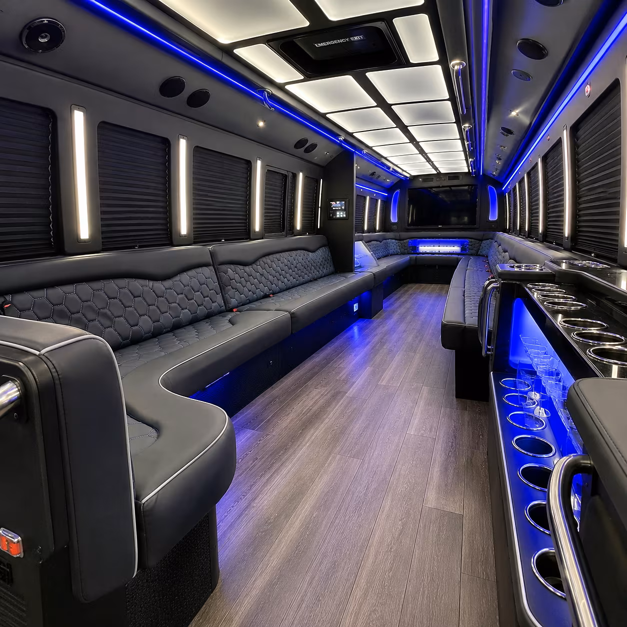 caldwell party bus rental interior