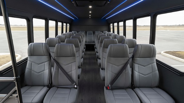 Interior of Charter Bus Company Caldwell's 30 Passenger Minibus in Caldwell