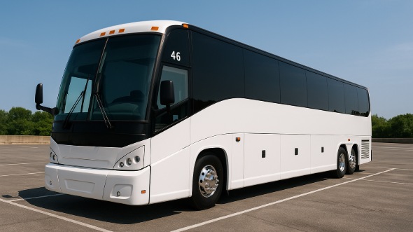 Exterior of Charter Bus Company Pocatello's 56 Passenger Charter Bus in Pocatello