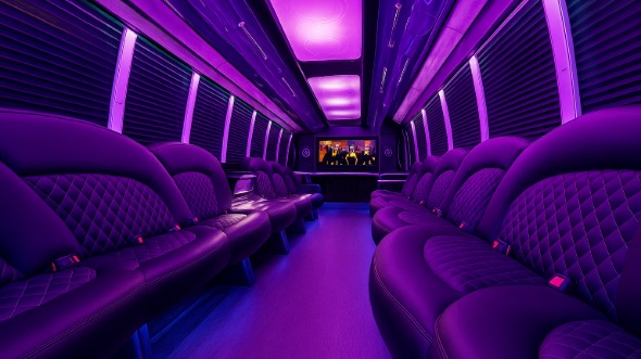 Interior of Charter Bus Company Caldwell's Party Bus in Caldwell
